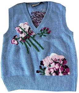 (W) 古驰蓝色花卉刺绣V领针织背心 663926-X1274-4318 Buy (W) 古驰蓝色花卉刺绣V领针织背心 663926-X1274-4318