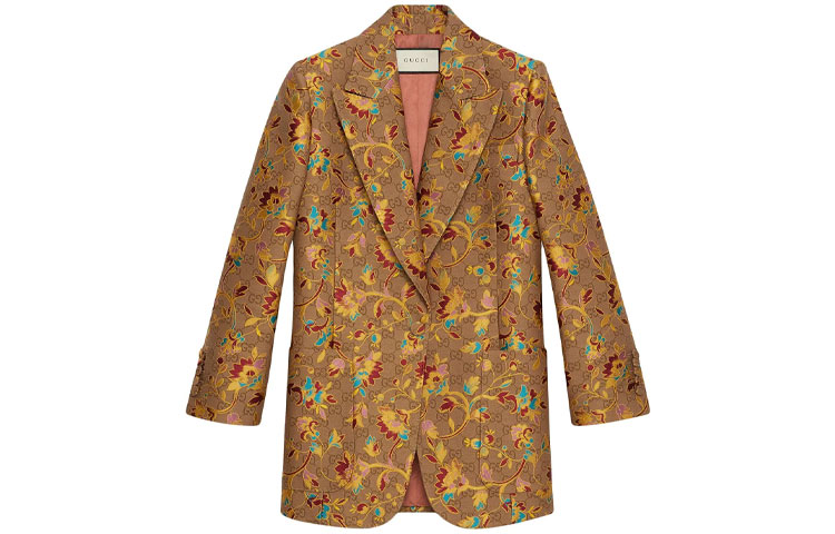 (Women) Gucci Floral Long Sleeve Blazer Brown 597842-ZAC5C-9751