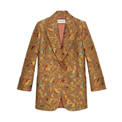 (Women) Gucci Floral Long Sleeve Blazer Brown 597842-ZAC5C-9751