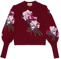 (Women) Gucci Floral Print Crewneck Sweater FW23 in Dark Red 664326-X1274-6412 (Women) Gucci Floral Print Crewneck Sweater FW23 in Dark Red 664326-X1274-6412