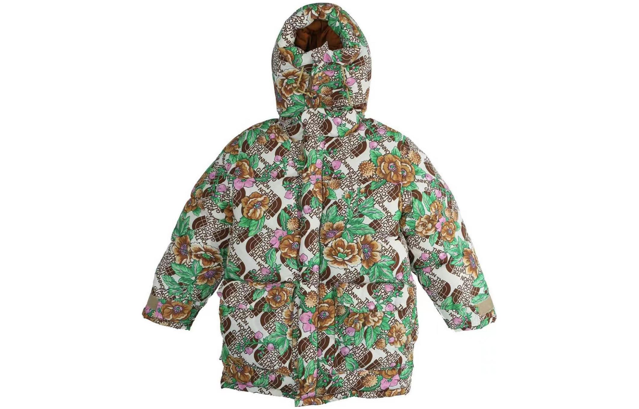 (Women) Gucci Floral Print Logo Zip-Up Hoodie Down Jacket Multicolor 649239-XAABH-7516