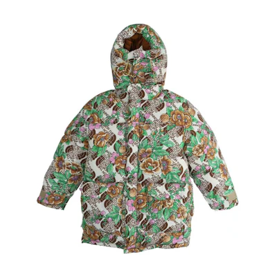 (Women) Gucci Floral Print Logo Zip-Up Hoodie Down Jacket Multicolor 649239-XAABH-7516