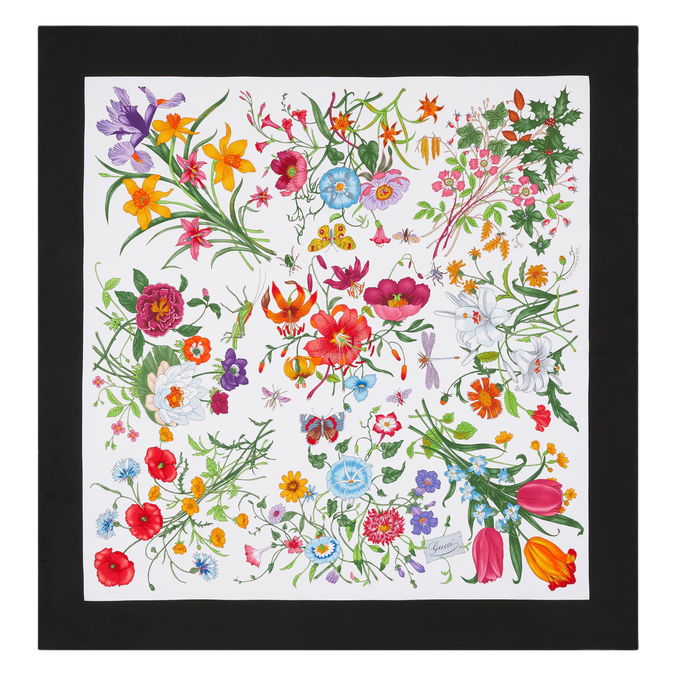 (Women) GUCCI Floral Print Silk Scarf for Women - Multicolor 8210613G0019060