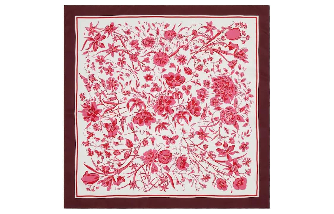 (Women) GUCCI Floral Print Silk Scarf for Women in Pink. 7862523G0019072 圖 2