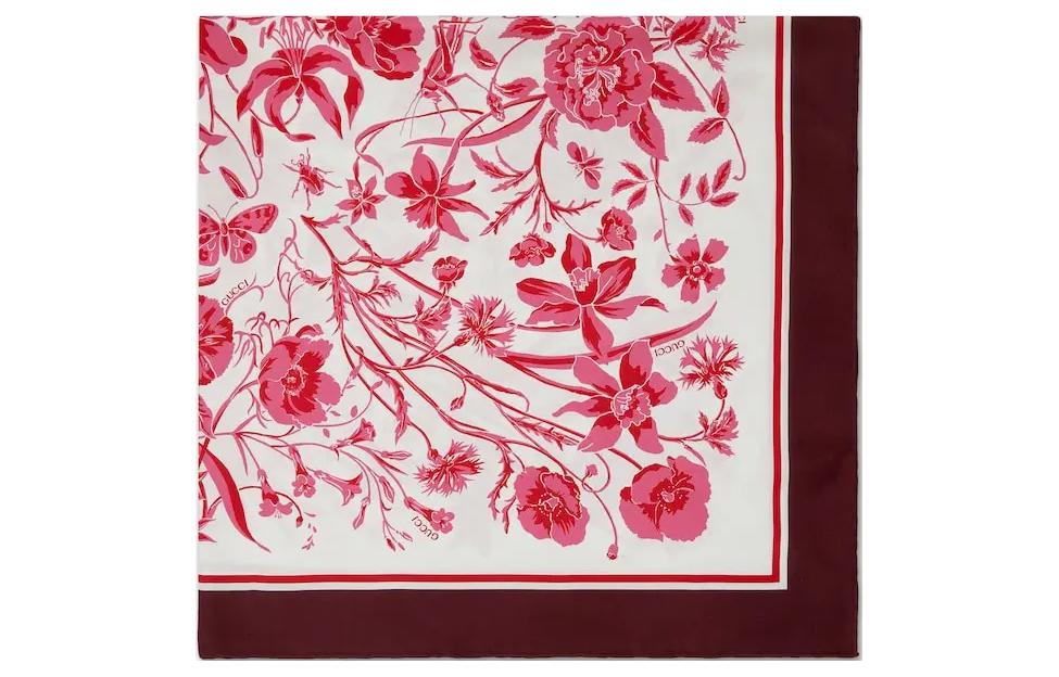 (Women) GUCCI Floral Print Silk Scarf for Women in Pink. 7862523G0019072 圖 3