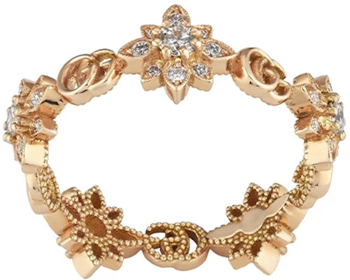 (Women) GUCCI Floral Ring 18K Rose Gold with Diamonds for Women - Gold. YBC702391001 Lookbook (Women) GUCCI Floral Ring 18K Rose Gold with Diamonds for Women - Gold. YBC702391001