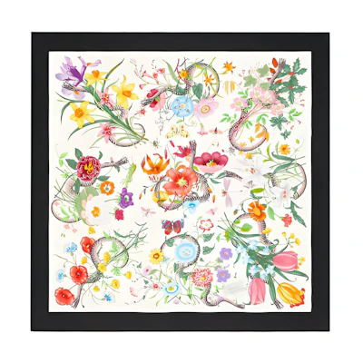 (Women) GUCCI Floral Snake Print Silk Scarf Multicolor 452710-3G001-9260