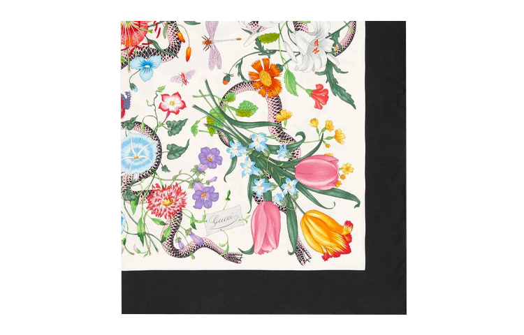 (Women) GUCCI Floral Snake Print Silk Scarf Multicolor 452710-3G001-9260 圖 3