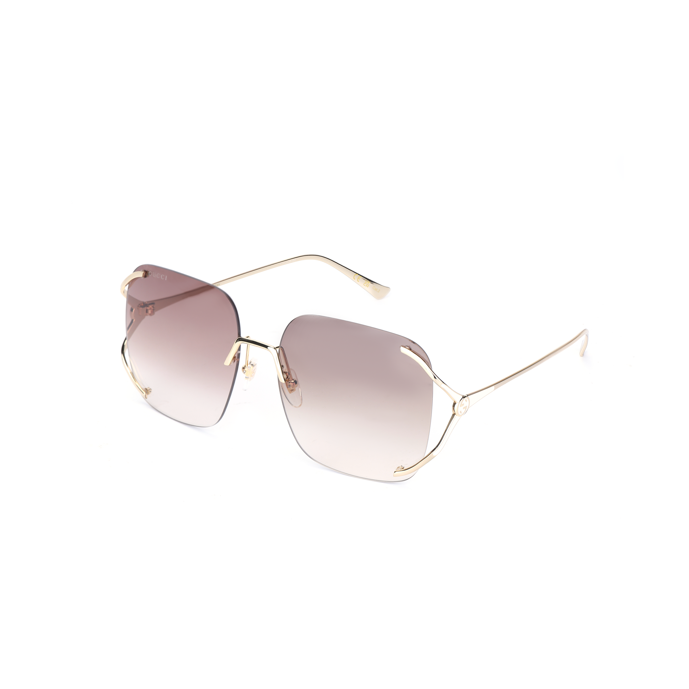 (Women) GUCCI Frameless Brown Square Sunglasses with V-Shaped Arms. GG0646S-002 60