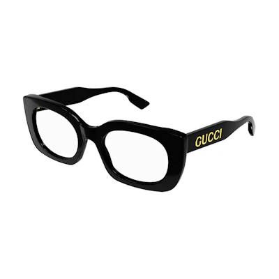 (Women) GUCCI Full Frame Logo Optical Glasses Irregular Shape Women Black GG1154O001