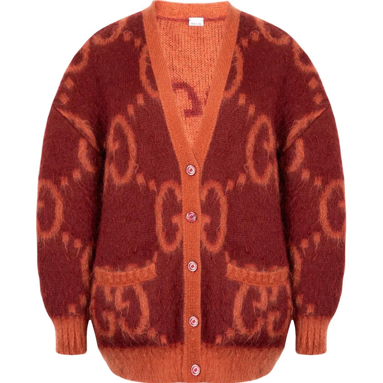 (Women) Gucci FW20 Double-Sided GG Wool Oversized Knit Sweater Red 635160-XKBK2-6151