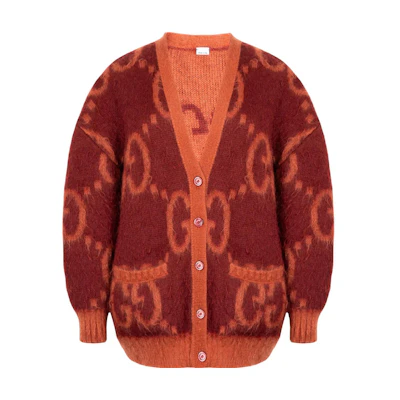 (Women) Gucci FW20 Double-Sided GG Wool Oversized Knit Sweater Red 635160-XKBK2-6151