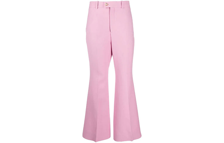 (Women) Gucci FW20 High Waist Flared Pink Trousers Womens 632964Z-AD88-5229