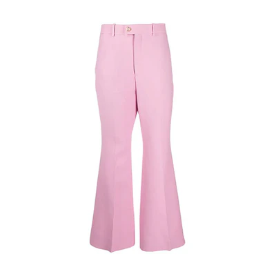 (Women) Gucci FW20 High Waist Flared Pink Trousers Womens 632964Z-AD88-5229