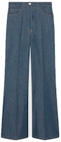 (Women) Gucci FW21 100 Special Blue Solid Color Denim Flare Pants 677255-XDBUT-4759 (Women) Gucci FW21 100 Special Blue Solid Color Denim Flare Pants 677255-XDBUT-4759