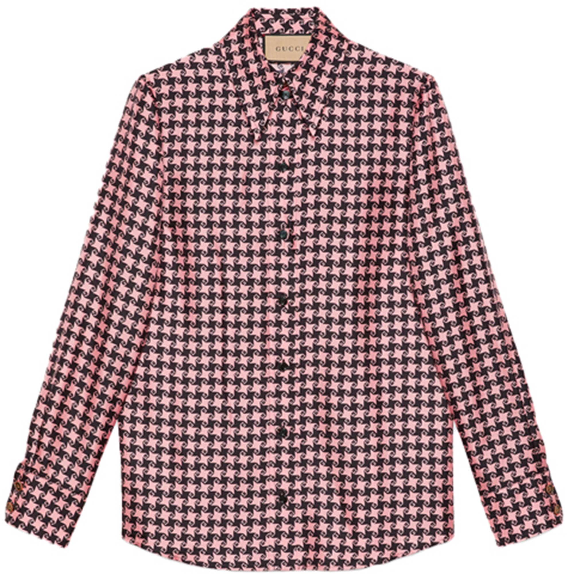 (Women) GUCCI FW21 Aria Houndstooth G Long Sleeve UV Shirt Pink 675825-ZAH3U-5322