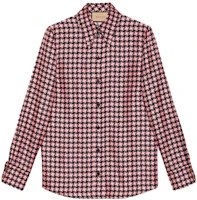 (Women) GUCCI FW21 Aria Houndstooth G Long Sleeve UV Shirt Pink 675825-ZAH3U-5322 (Women) GUCCI FW21 Aria Houndstooth G Long Sleeve UV Shirt Pink 675825-ZAH3U-5322