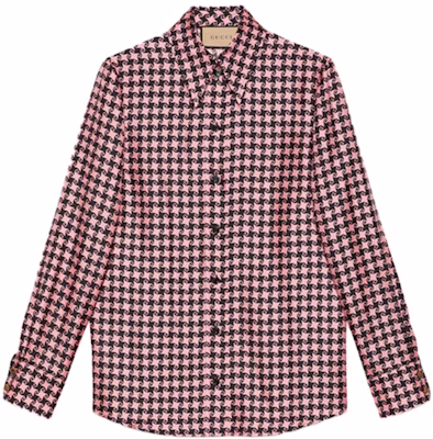 (W) GUCCI FW21 Aria Houndstooth G Lengan Panjang UV Shirt Pink 675825-ZAH3U-5322 Buy (W) GUCCI FW21 Aria Houndstooth G Lengan Panjang UV Shirt Pink 675825-ZAH3U-5322