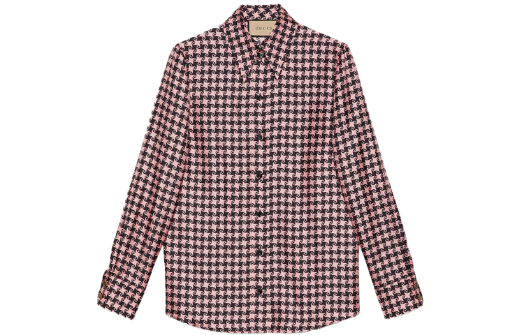 (Women) GUCCI FW21 Aria Houndstooth G Long Sleeve UV Shirt Pink 675825-ZAH3U-5322 圖 2