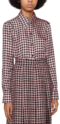 (W) GUCCI FW21 Aria Houndstooth G Lengan Panjang UV Shirt Pink 675825-ZAH3U-5322 Lookbook (W) GUCCI FW21 Aria Houndstooth G Lengan Panjang UV Shirt Pink 675825-ZAH3U-5322