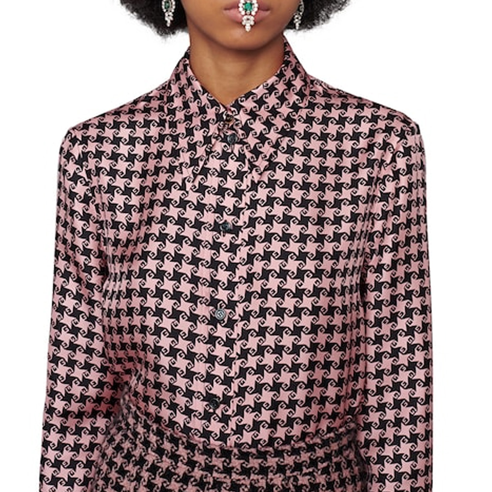 (Women) GUCCI FW21 Aria Houndstooth G Long Sleeve UV Shirt Pink 675825-ZAH3U-5322 圖 4