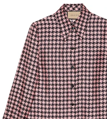 (W) GUCCI FW21 Aria Houndstooth G Lengan Panjang UV Shirt Pink 675825-ZAH3U-5322 Sizing (W) GUCCI FW21 Aria Houndstooth G Lengan Panjang UV Shirt Pink 675825-ZAH3U-5322
