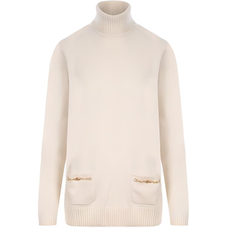 (Women) Gucci FW21 Beige Wool Turtleneck Sweater with Pockets 662195-XKBYJ-9791