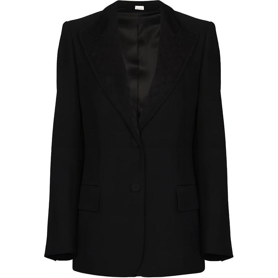 (Women) GUCCI FW21 Black Blazer with Embroidered Logo Patch 619255-ZAEV5-1000