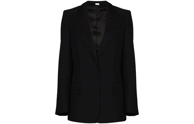 Order (W) GUCCI 2021秋冬黑色西裝外套刺繡徽章徽標 619255-ZAEV5-1000