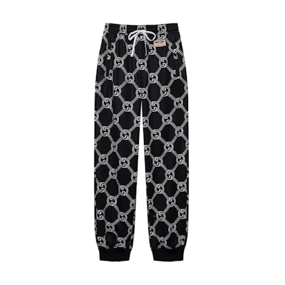 (Women) Gucci FW21 Black Knit Jogger Pants with Allover Logo Print 683269-XJD1I-1289
