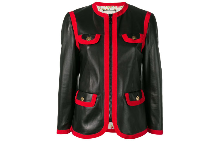 (Women) Gucci FW21 Black Solid Genuine Leather Jacket 554513-XNABO-1125