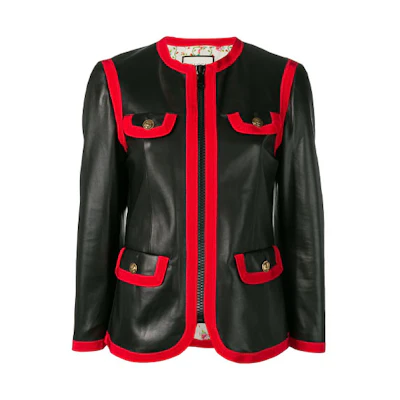 (Women) Gucci FW21 Black Solid Genuine Leather Jacket 554513-XNABO-1125