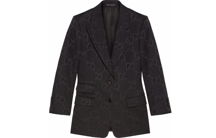 (Women) Gucci FW21 Classic Monogram Jacquard Single-Breasted Blazer Black 681026Z-AHT6-1000