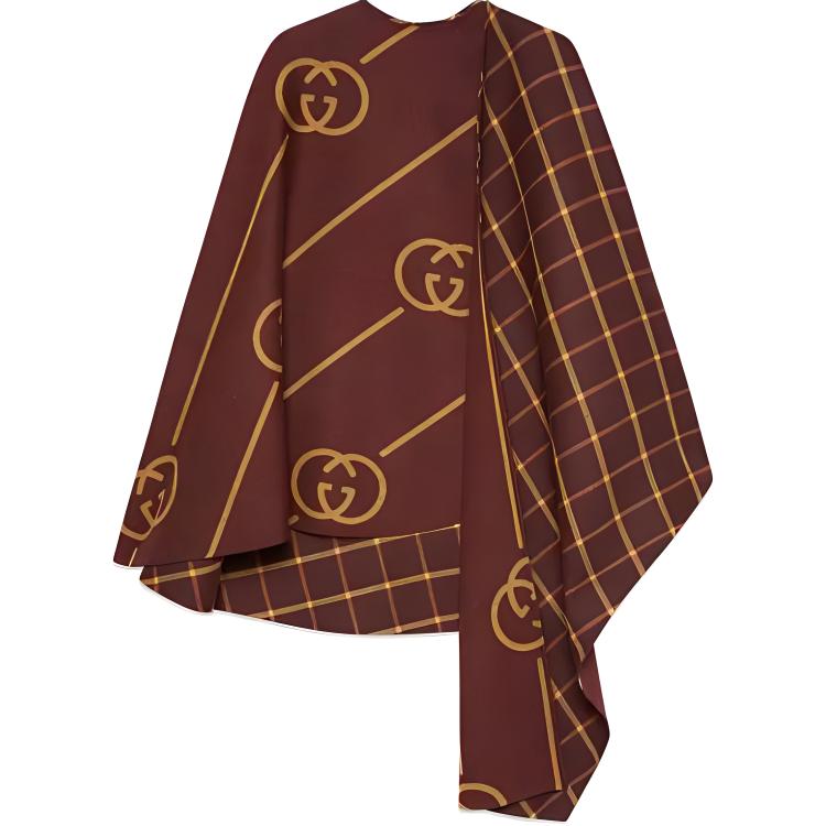 (Women) Gucci FW21 Dark Brown GG Wool Poncho Coat 569213-ZABXV-6413