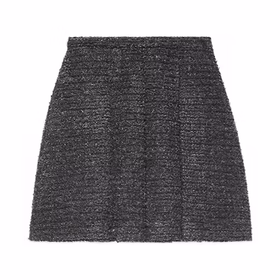 (Women) Gucci FW21 Grey Tweed Mini Zip Skirt 681234-ZAHVT-1094