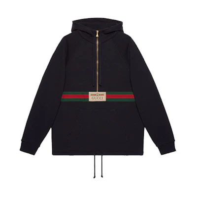 (Women) Gucci FW21 Half-Zip Logo Hoodie Navy Blue 644656-XJC3W-4440
