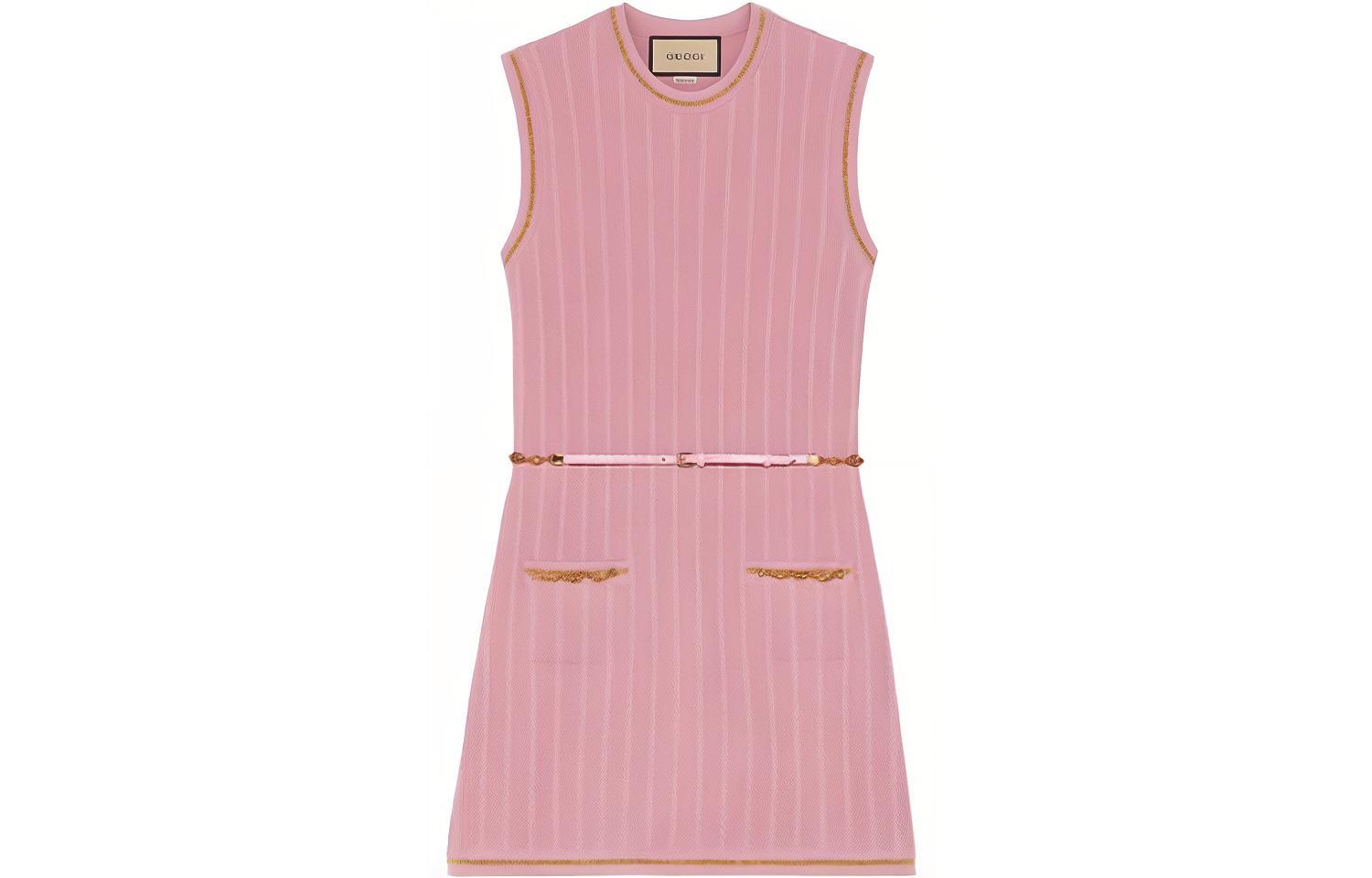 (Women) Gucci FW21 Infinity Overture Pink Striped A-Line Sleeveless Dress for Women 658350-XKBVO-6167