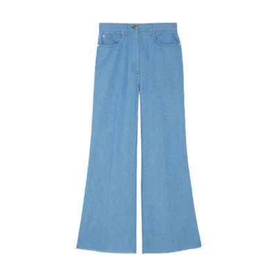 (Women) GUCCI FW21 Loose Fit Long Washed Wide Leg Jeans Blue 651312-XDBJ9-4231