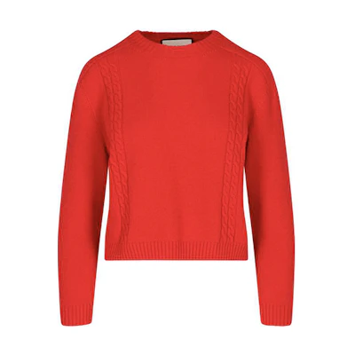 (Women) Gucci FW21 Red Solid Pullover Knit Wool Sweater 609656-XKAP0-6509