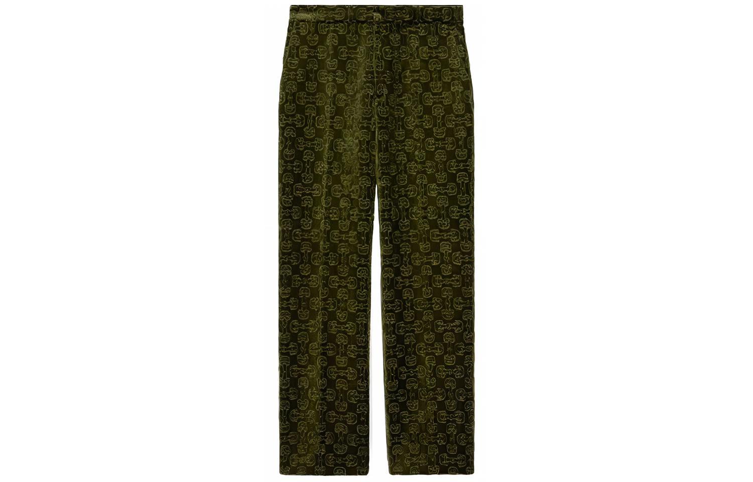 (Women) Gucci FW21 Special 100 Logo Jacquard Horsebit Green Suit Pants 676557-ZAF6U-3023