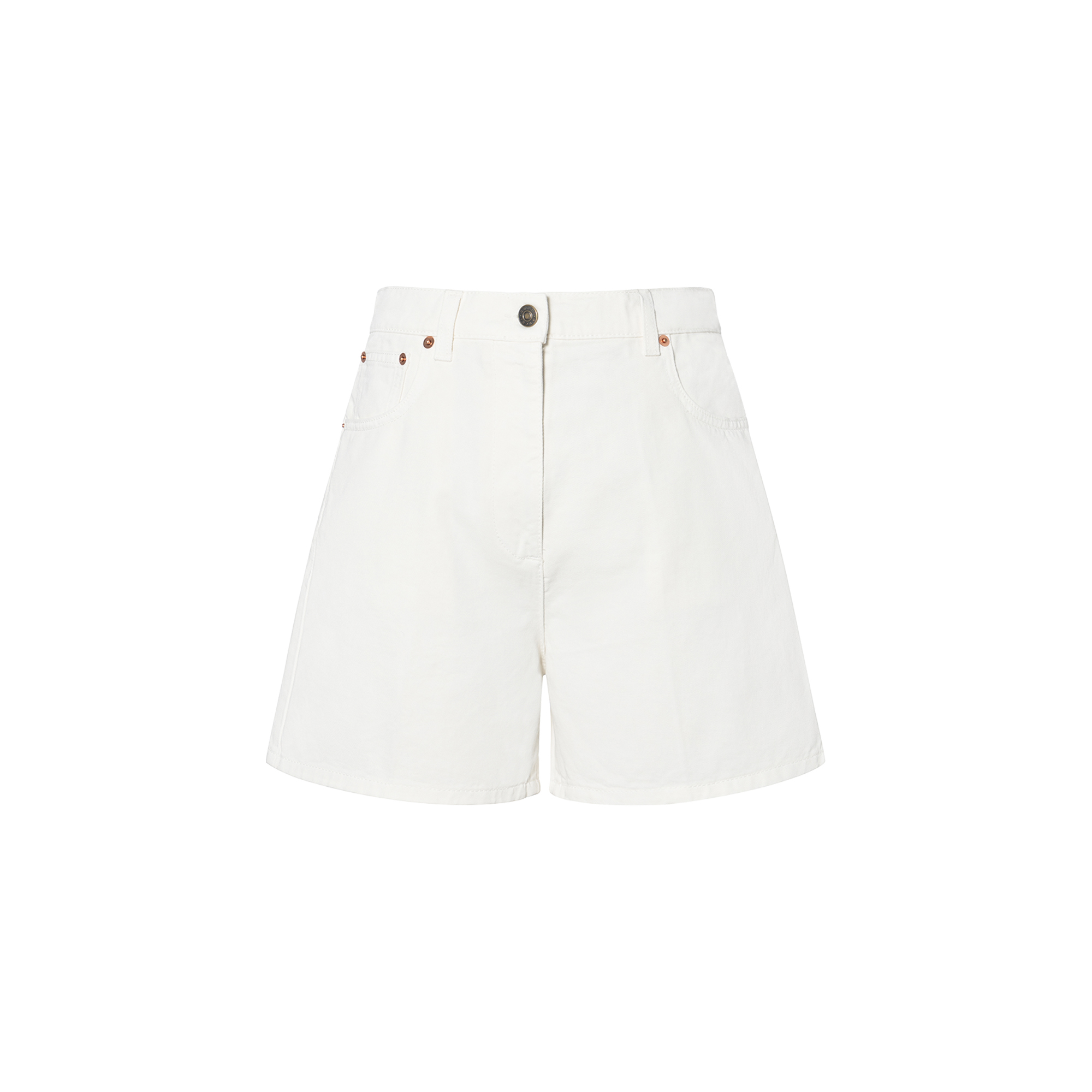 (Women) Gucci FW21 Washed White Denim Shorts with Zipper Pocket 661735-XDBMO-9011