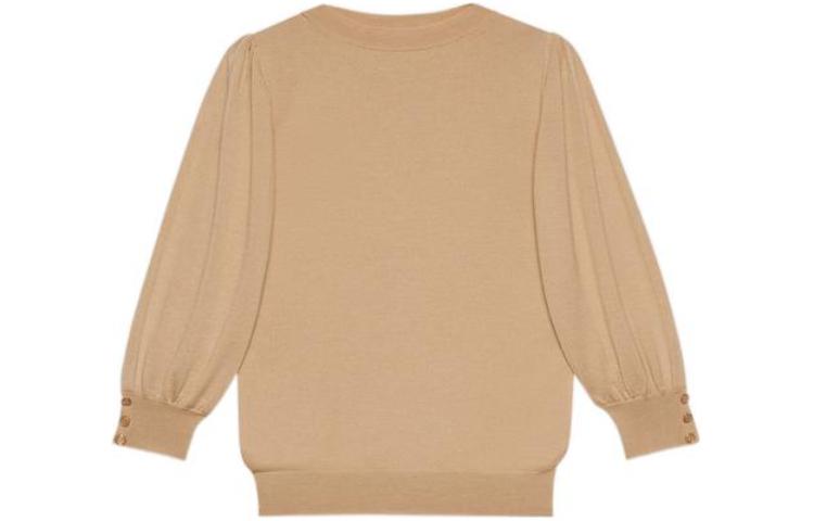 Buy (Women) GUCCI FW22  Beige Pure Wool Crewneck Sweater. 696368XKCBW