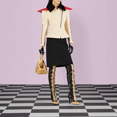 (W) 구찌 FW22 블랙 하이웨이스트 캐주얼 미니 스커트. 721676 ZAJZ8-1000 Lookbook (W) 구찌 FW22 블랙 하이웨이스트 캐주얼 미니 스커트. 721676 ZAJZ8-1000