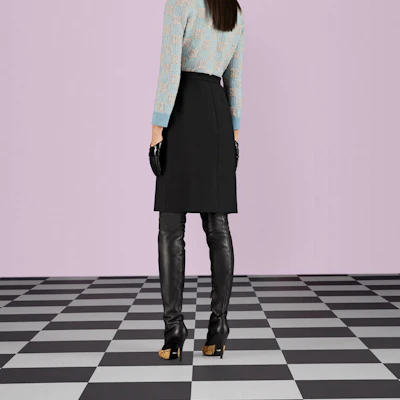 (W) 구찌 FW22 블랙 하이웨이스트 캐주얼 미니 스커트. 721676 ZAJZ8-1000 Shop (W) 구찌 FW22 블랙 하이웨이스트 캐주얼 미니 스커트. 721676 ZAJZ8-1000