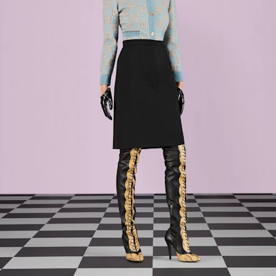 (W) 구찌 FW22 블랙 하이웨이스트 캐주얼 미니 스커트. 721676 ZAJZ8-1000 Purchase (W) 구찌 FW22 블랙 하이웨이스트 캐주얼 미니 스커트. 721676 ZAJZ8-1000