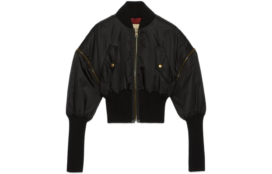 Order (W) GUCCI FW22 黑色外套，可拆式袖子與拉鍊設計. 712876-ZAK8M-1043