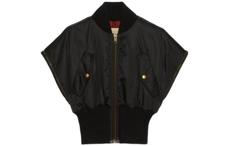 Lookbook (W) GUCCI FW22 黑色外套，可拆式袖子與拉鍊設計. 712876-ZAK8M-1043