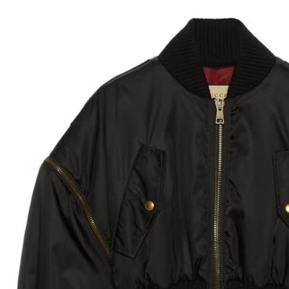 Shop (W) GUCCI FW22 黑色外套，可拆式袖子與拉鍊設計. 712876-ZAK8M-1043