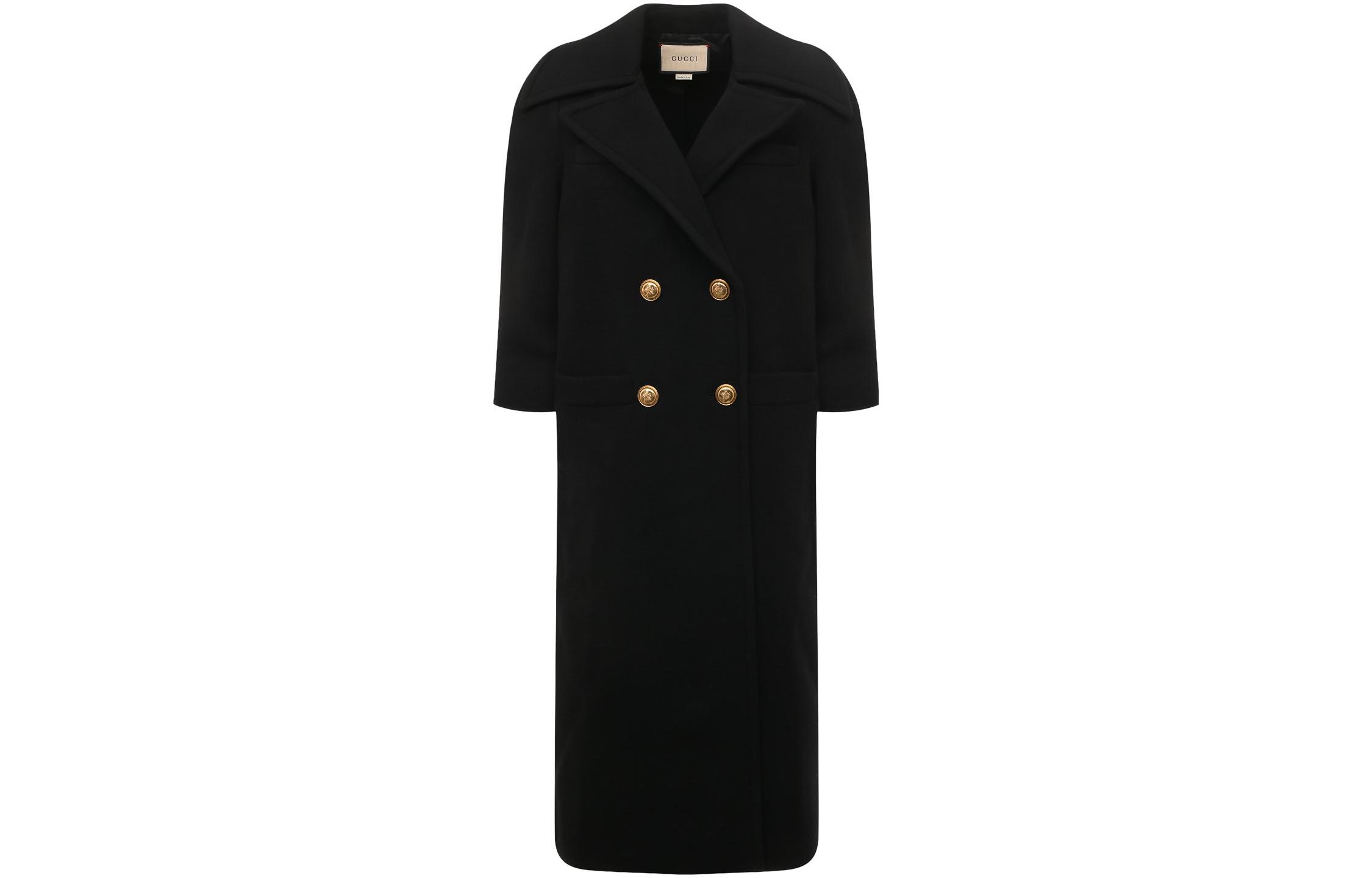 Order (W) GUCCI FW22 Abrigo Negro Cruzado de Manga Tres Cuartos para Mujer 669523-ZAAL6-1000