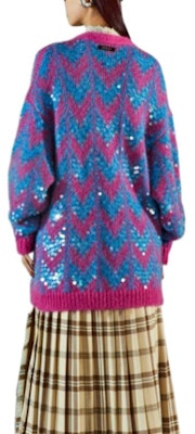 (Women) GUCCI FW22 Blue Knit Sweater with Colorblock Sequins and Pocket Design 713232-XKCMS-4459 Purchase (Women) GUCCI FW22 Blue Knit Sweater with Colorblock Sequins and Pocket Design 713232-XKCMS-4459